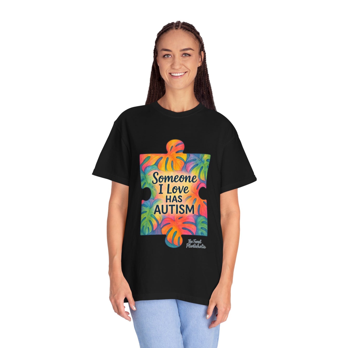 Autism Awareness T-Shirt — "Someone I Love Has Autism" Colorful Puzzle Design