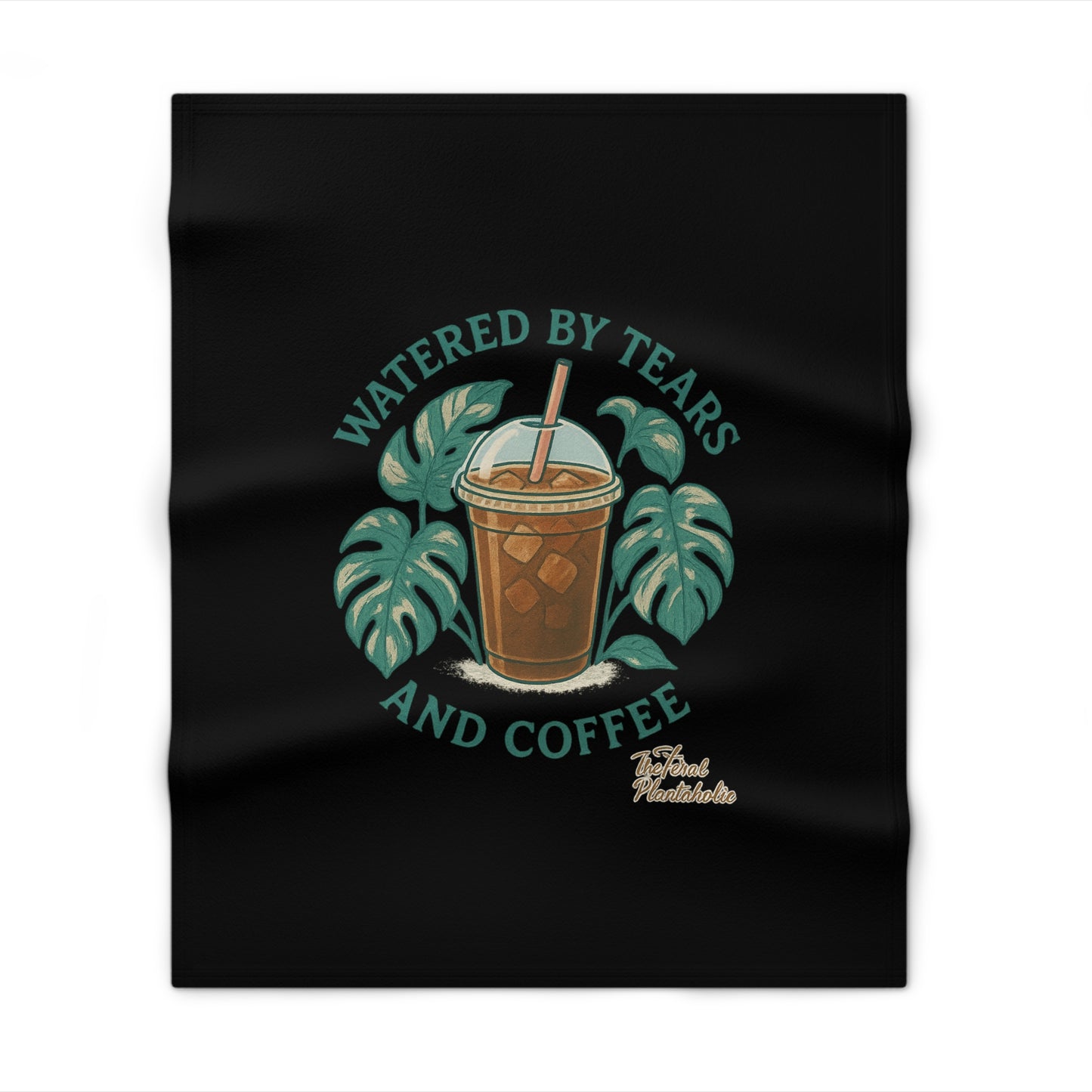 Watered by Tears and Coffee Throw Blanket - Cozy Gift for Coffee Lovers, Decorative Couch Cover, Home Accents, Coffee-Themed Decor
