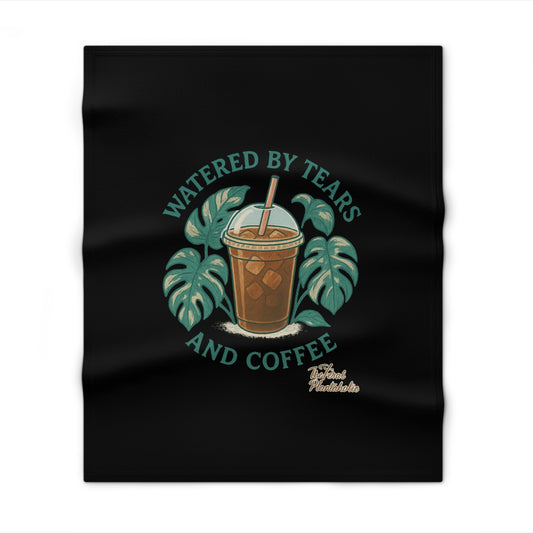 Watered by Tears and Coffee Throw Blanket - Cozy Gift for Coffee Lovers, Decorative Couch Cover, Home Accents, Coffee-Themed Decor