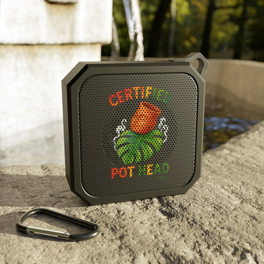 Bluetooth Speaker — "Certified Pot Head" Portable Outdoor Speaker (Water-Resistant, Carabiner Clip)