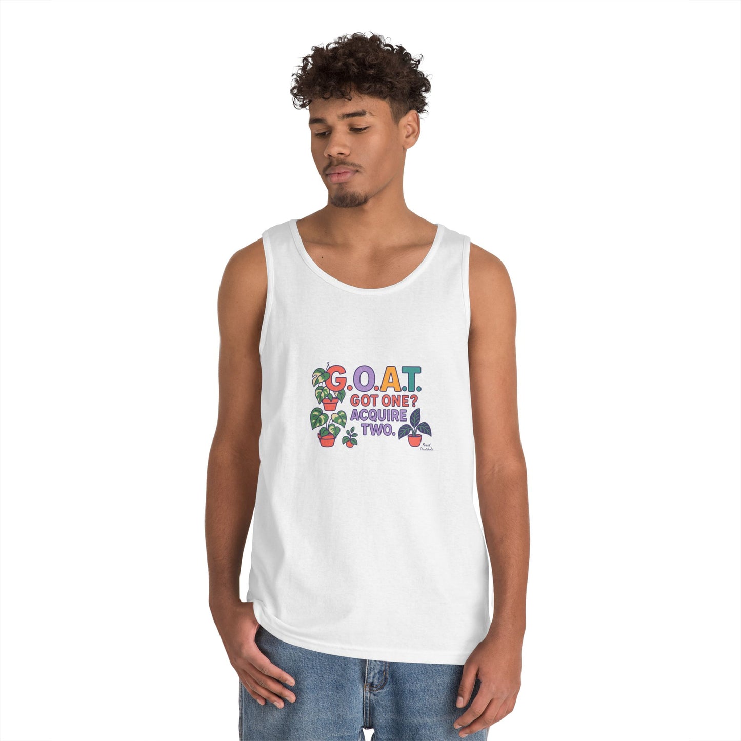 GOAT Tank Top - Unisex Heavy Cotton, Fun Graphic, Perfect for Summer, Casual Wear, Gift for Plant Lovers, St. Patrick's Day, Housewarming