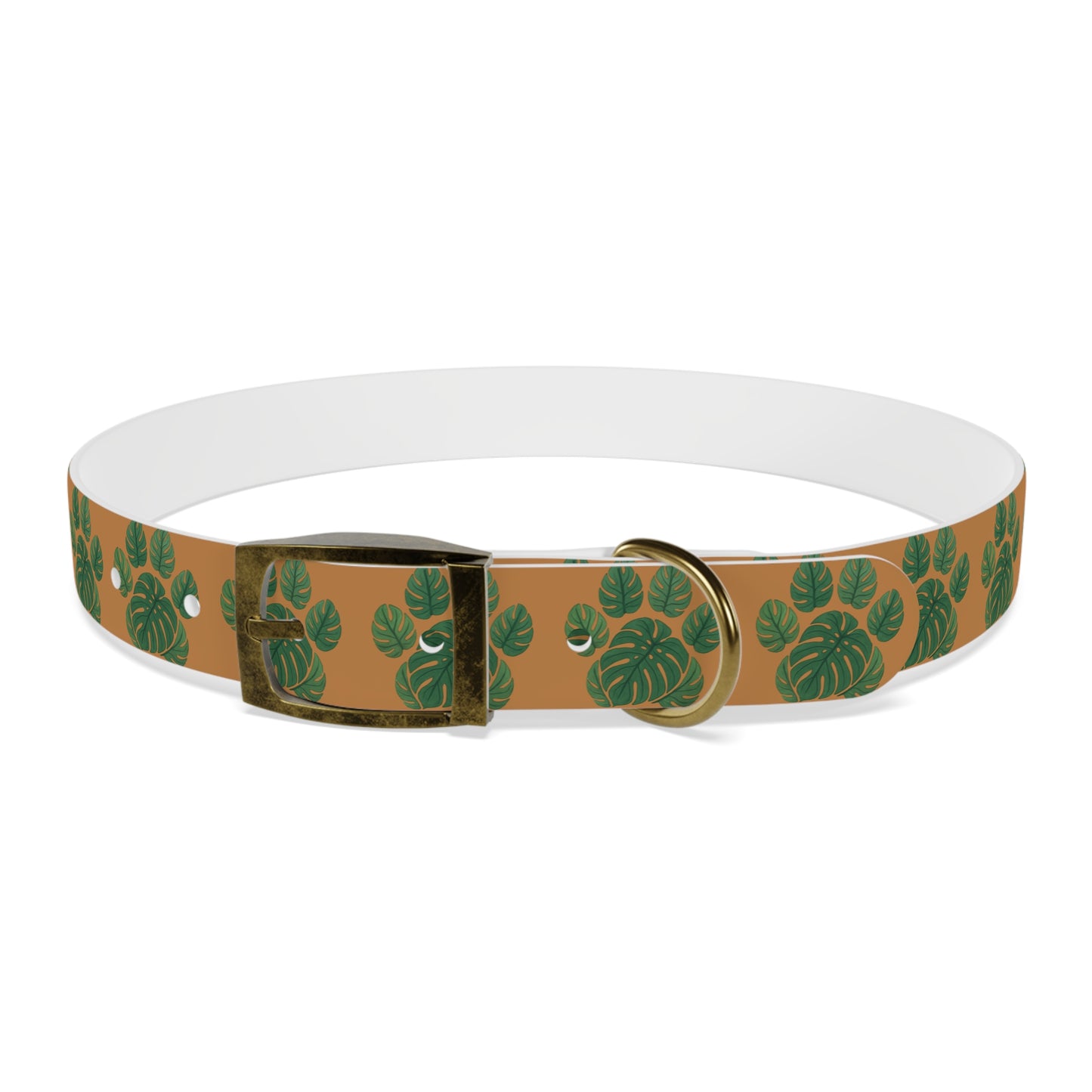 Monstera Leaf Dog Collar — Tropical Green Plant Pattern Pet Collar