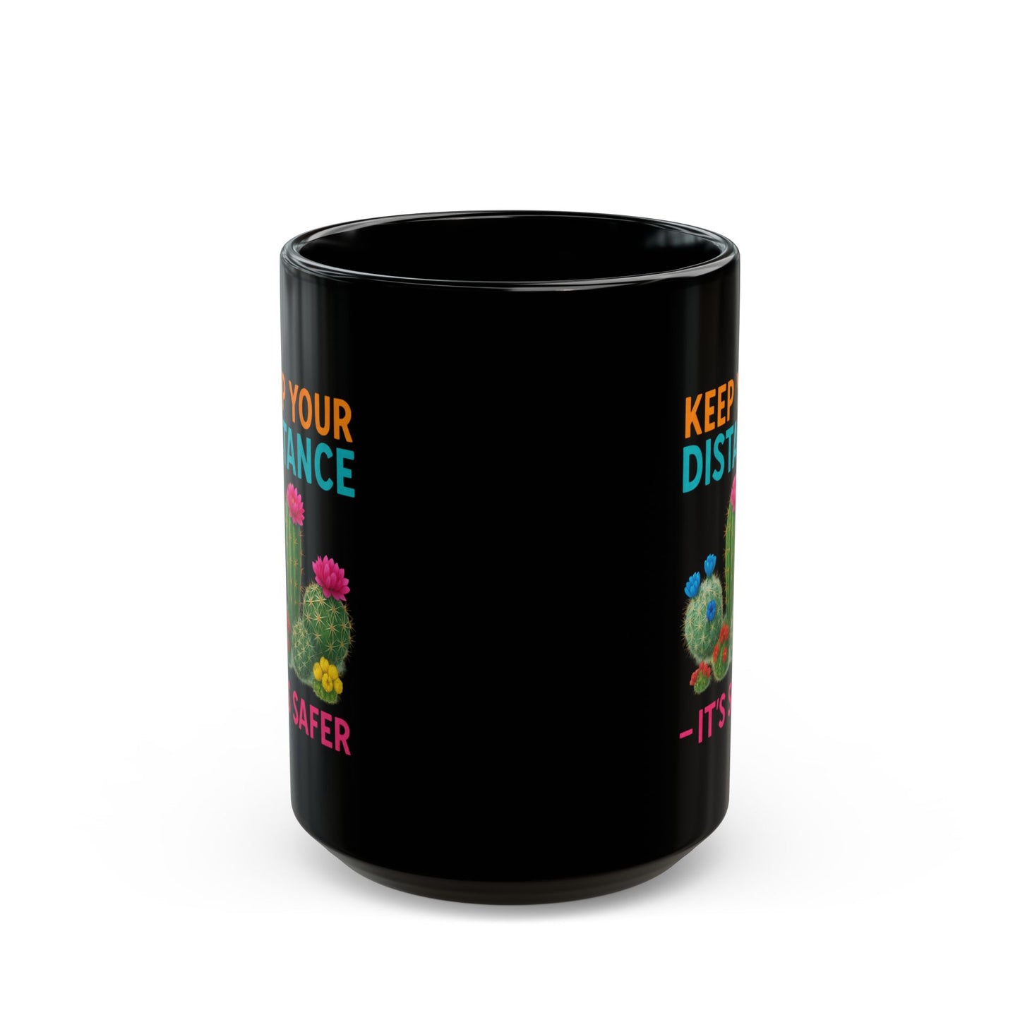 Keep Your Distance Cactus Mug — Funny COVID Social Distancing Black Coffee Cup