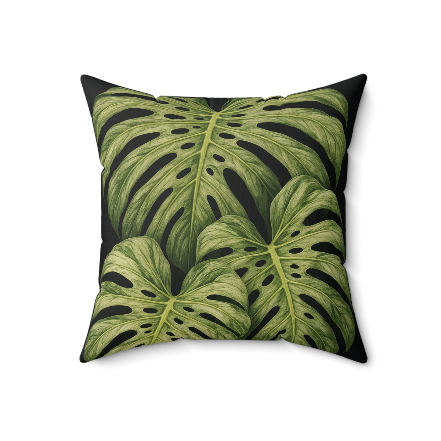 Monstera Leaf Throw Pillow – Tropical Green Decorative Pillow