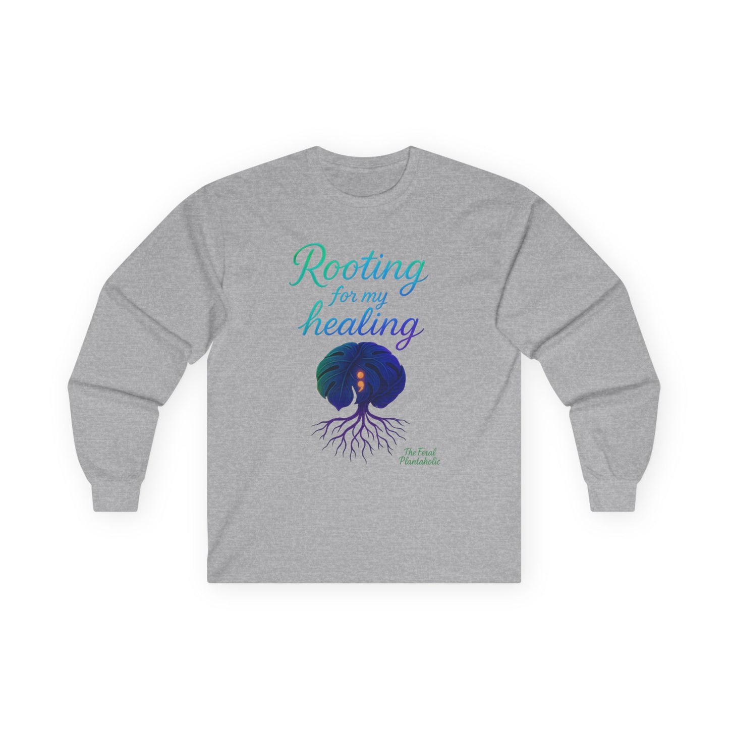 Healing In Spirit Long Sleeve Tee, Unisex Cotton Tee, Rooting for My Healing Shirt, Wellness Gift, Mindfulness Apparel, Self-Care Clothing