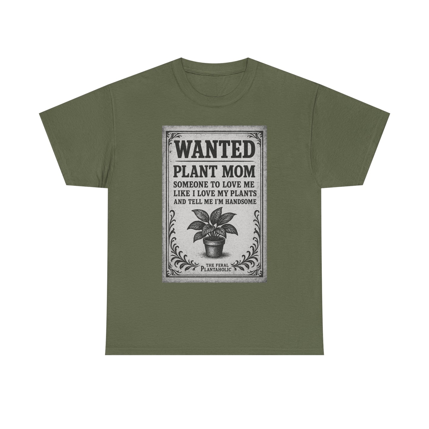 Wanted Plant Mom Unisex Heavy Cotton Tee, Plant Lover Gift, Gardening Shirt, Botanical Humor Tee, Houseplant Mom Apparel