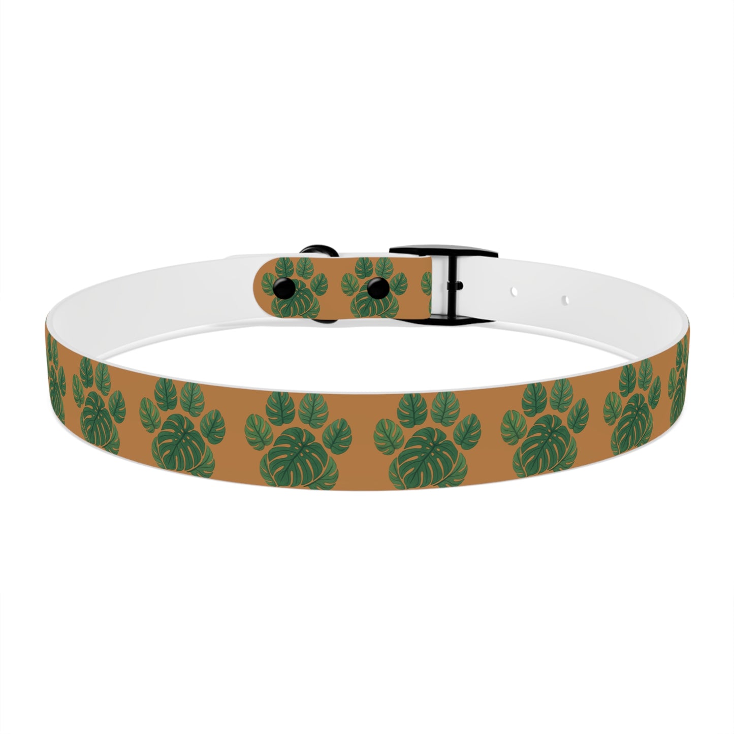Monstera Leaf Dog Collar — Tropical Green Plant Pattern Pet Collar