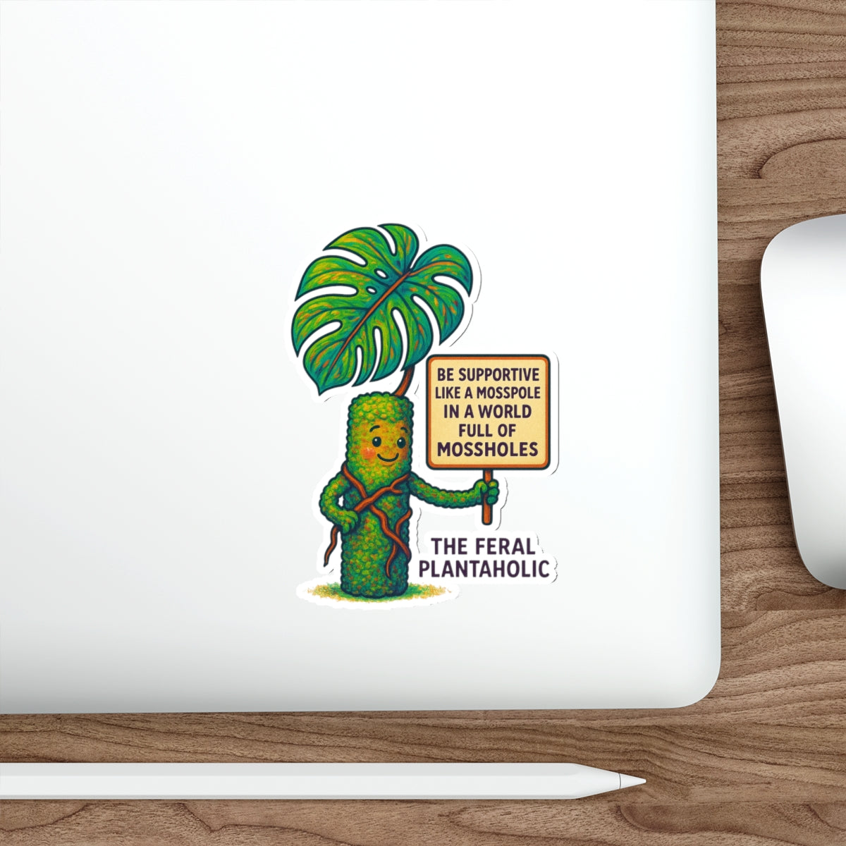 Supportive Mosspole Die-Cut Stickers - Feral Plantaholic Design