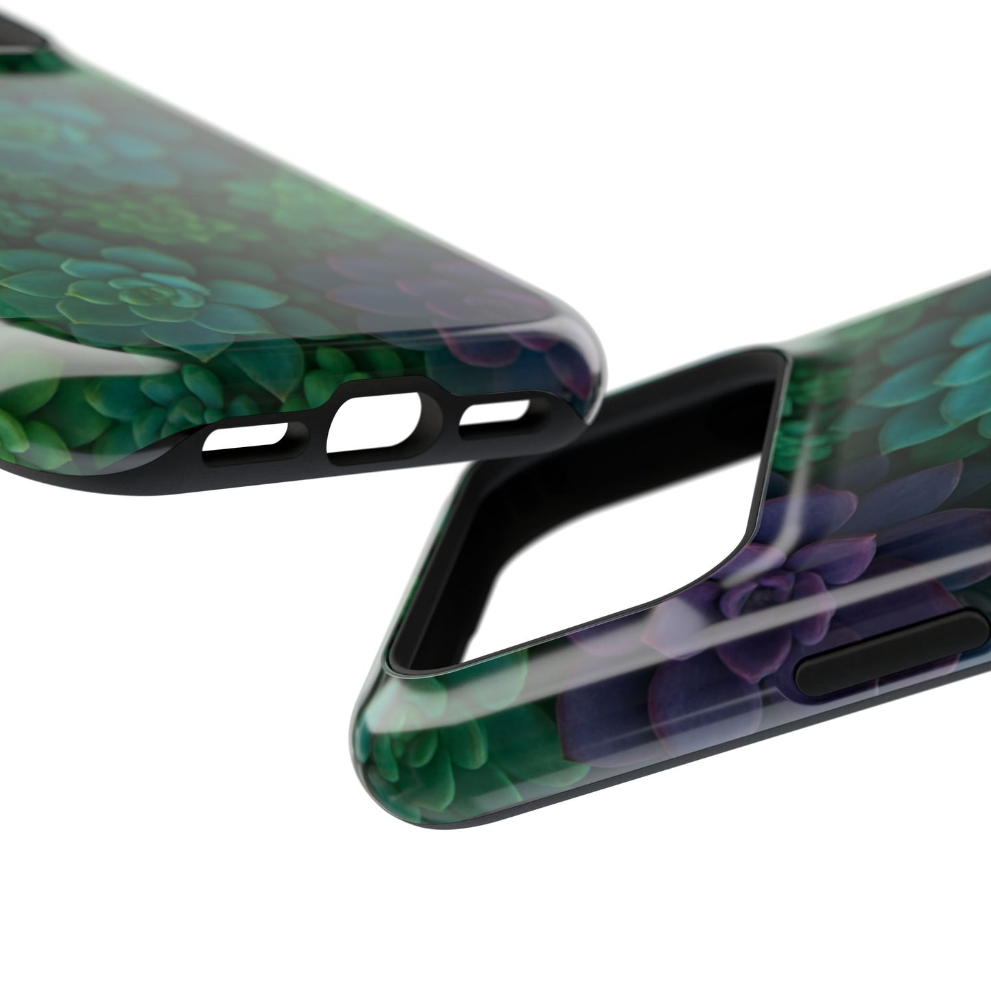 Succulent Pattern Impact-Resistant Phone Case — Green Teal Floral Protection