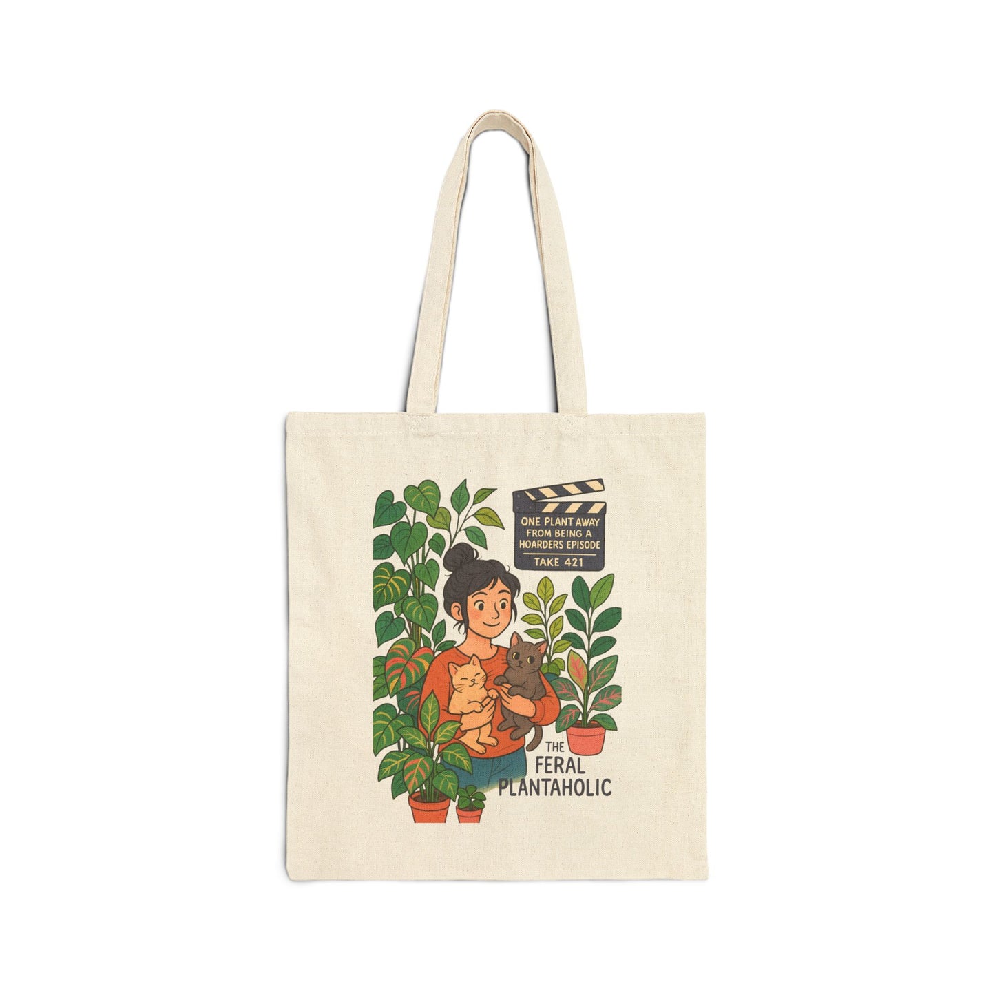 Feral Plantaholic Tote Bag, Eco-Friendly Shopping, Gift for Plant Lovers, Reusable Grocery Bag, Cute Canvas Bag