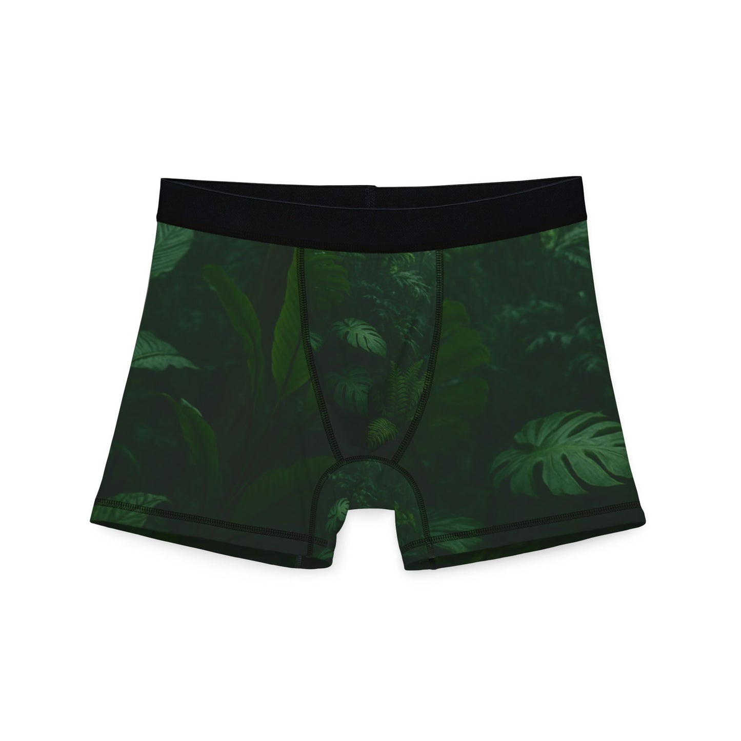Tropical Jungle Men's Boxer Briefs — Dark Green Fern All-Over Print