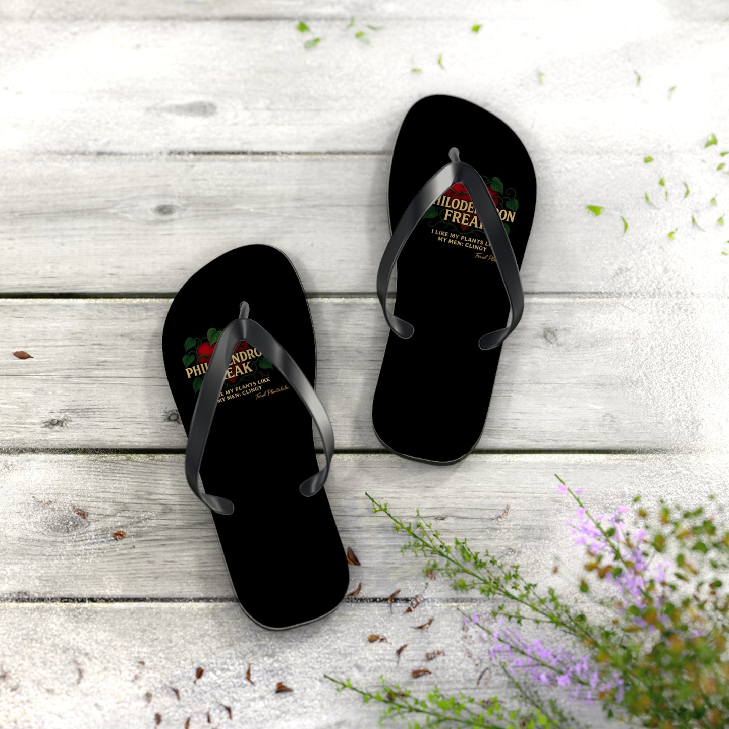 Philodendron Themed Flip Flops - Fun Summer Footwear, Beach Essentials, Gift for Fruit Lovers, Casual Sandals, Summer Vibes