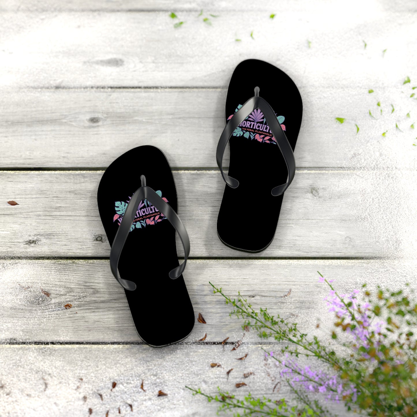 Horticulture Flip Flops, Summer Sandals for Garden Lovers, Beach Wear, Plant Enthusiast Gift, Vacation Footwear, Floral Sandals
