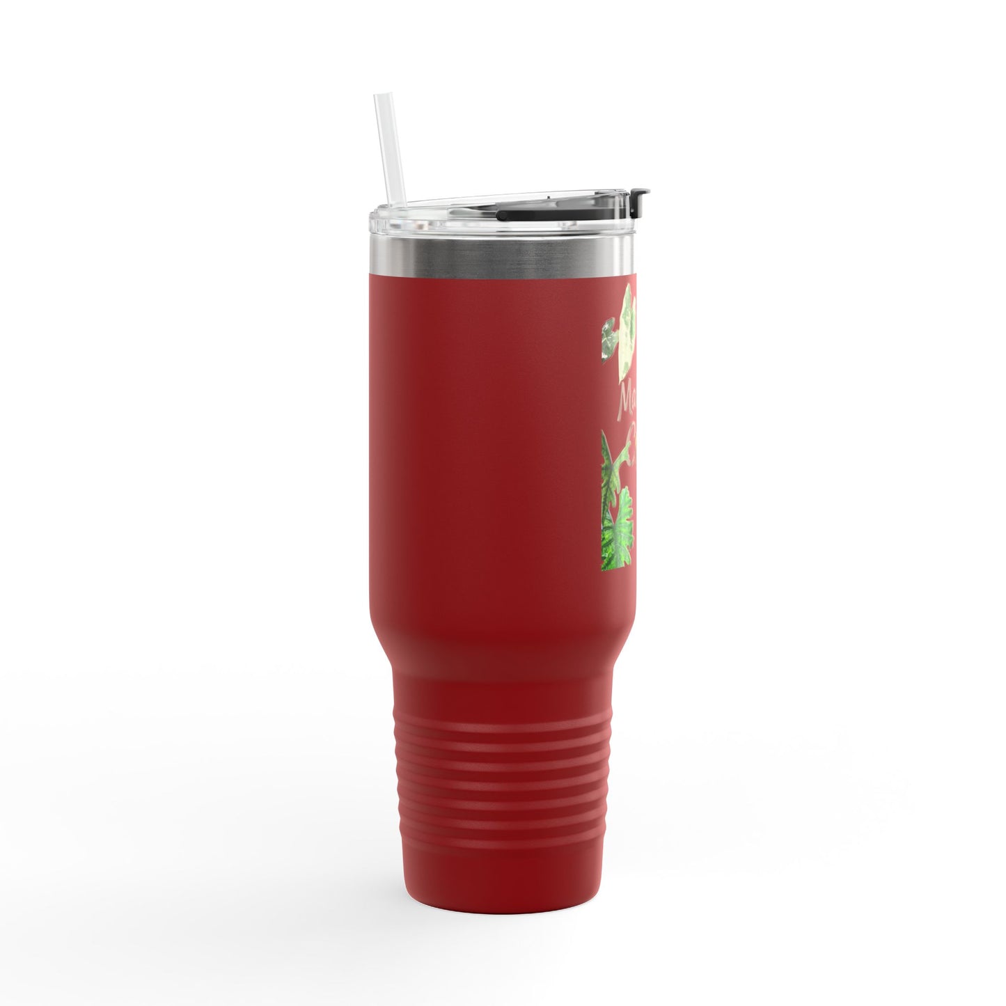 40oz Insulated Travel Mug — "Make Me Calm" Botanical Design
