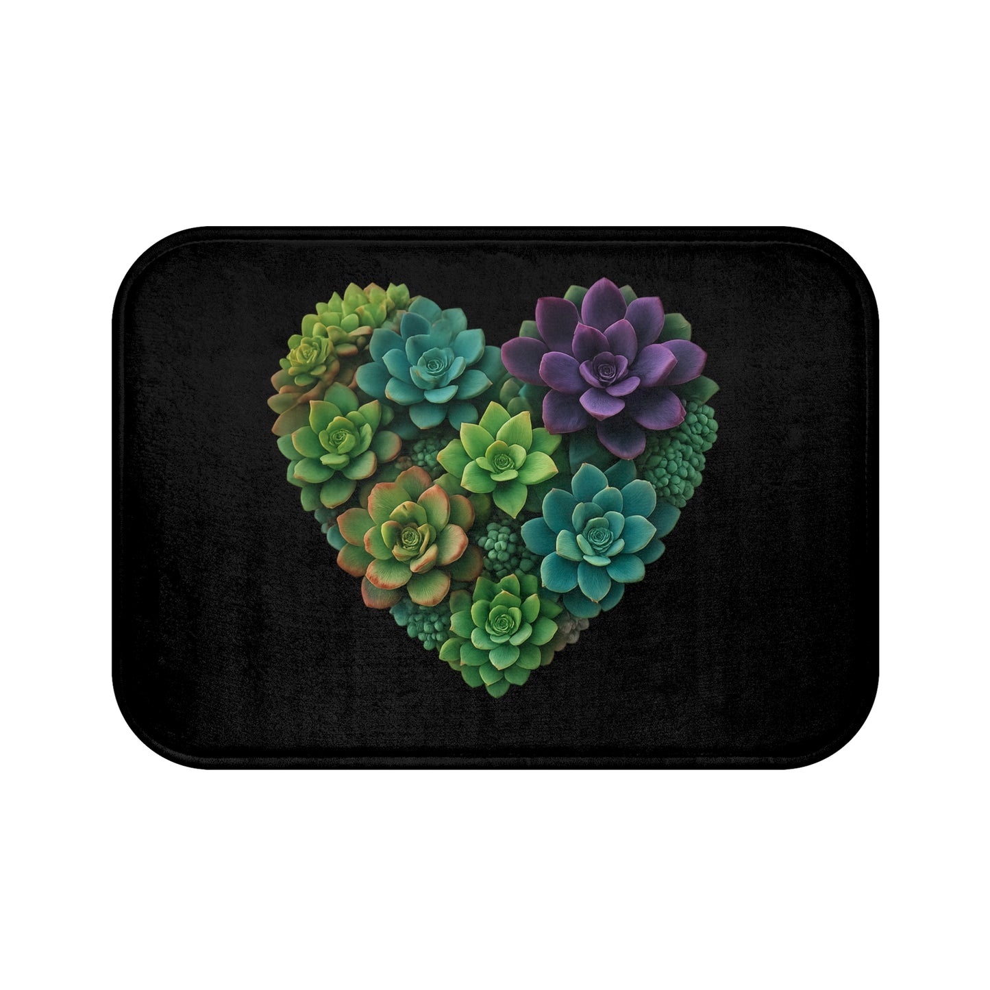 Succulent Heart Bath Mat – Colorful Succulent Plant Bathroom Rug