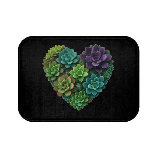 Succulent Heart Bath Mat – Colorful Succulent Plant Bathroom Rug