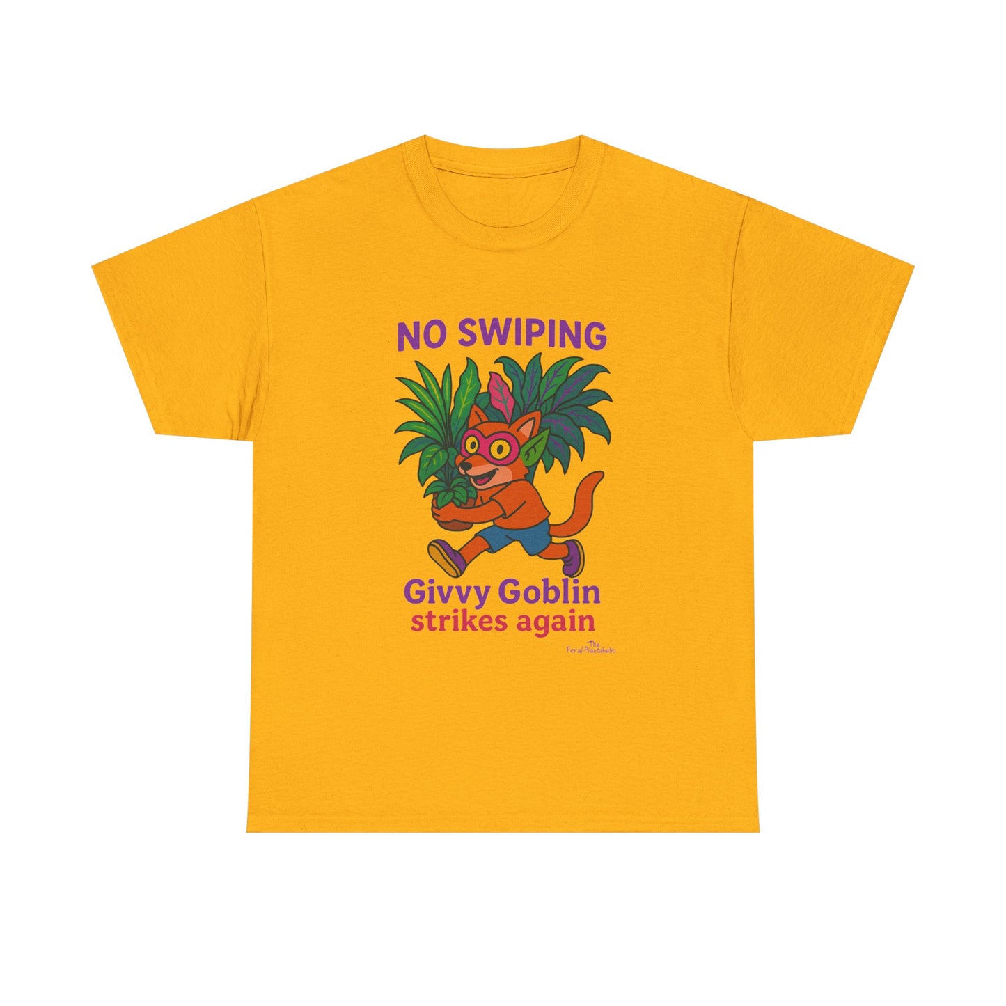 Givvy Goblin Unisex Heavy Cotton Tee - Fun Cartoon Shirt for Casual Wear, Gifts, Parties, and Holidays
