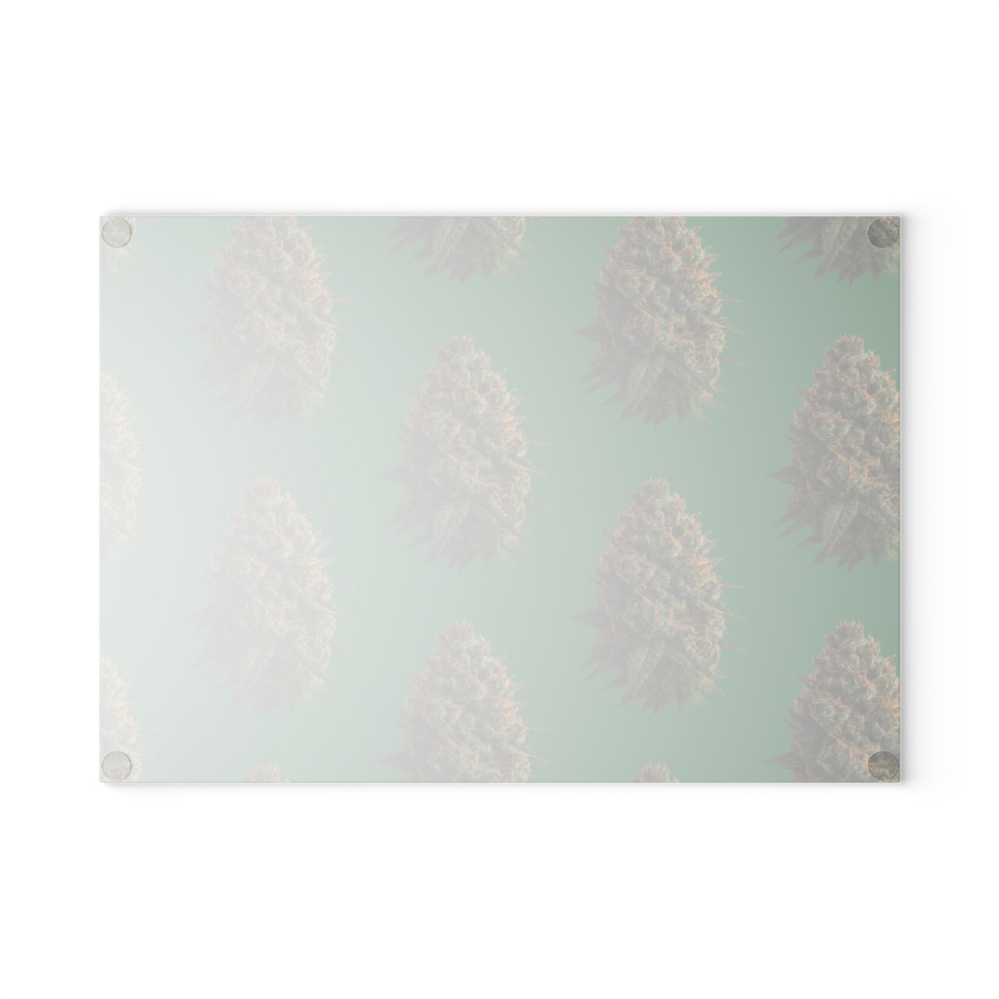 Herb Pattern Glass Cutting Board — Cannabis Bud Design