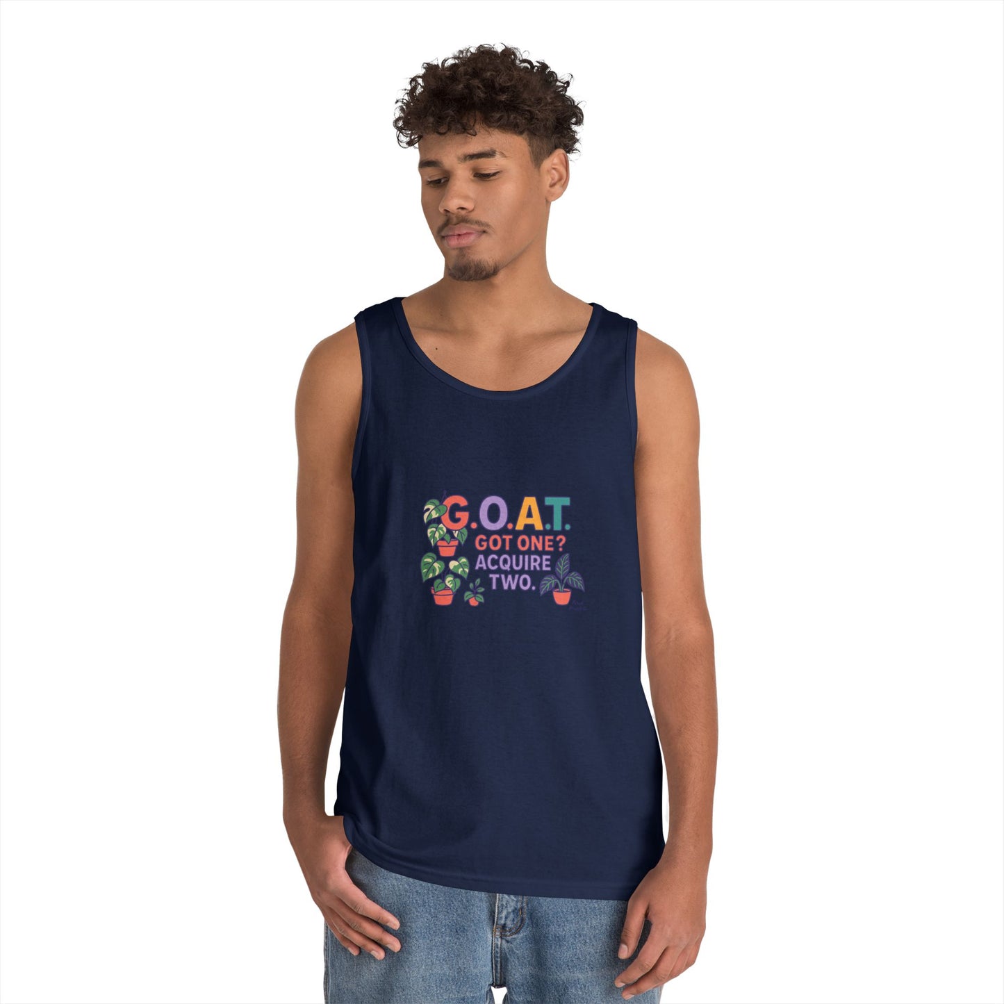 GOAT Tank Top - Unisex Heavy Cotton, Fun Graphic, Perfect for Summer, Casual Wear, Gift for Plant Lovers, St. Patrick's Day, Housewarming
