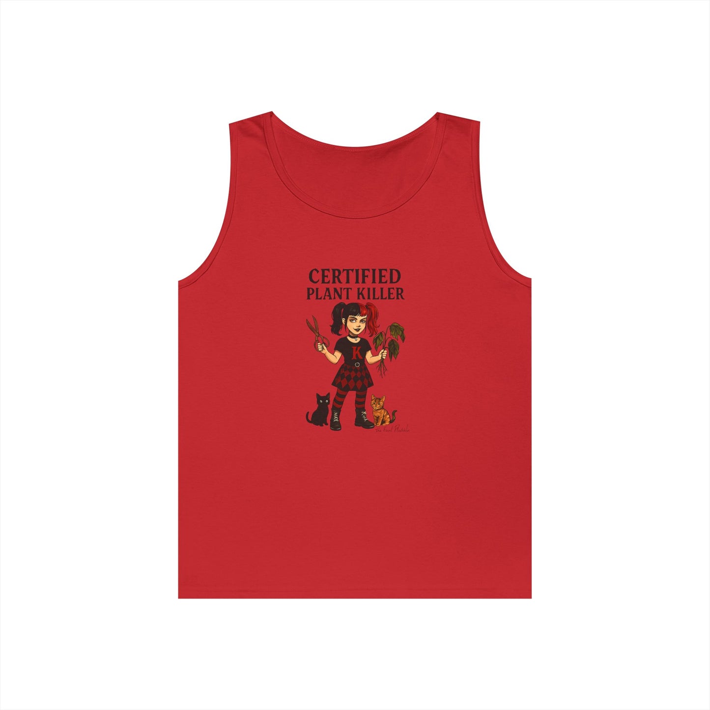 Certified Plant Killer Unisex Heavy Cotton Tank Top, Plant Lover Gift, Gardening Humor Apparel, Casual Summer Wear, Funny Gift for Friends
