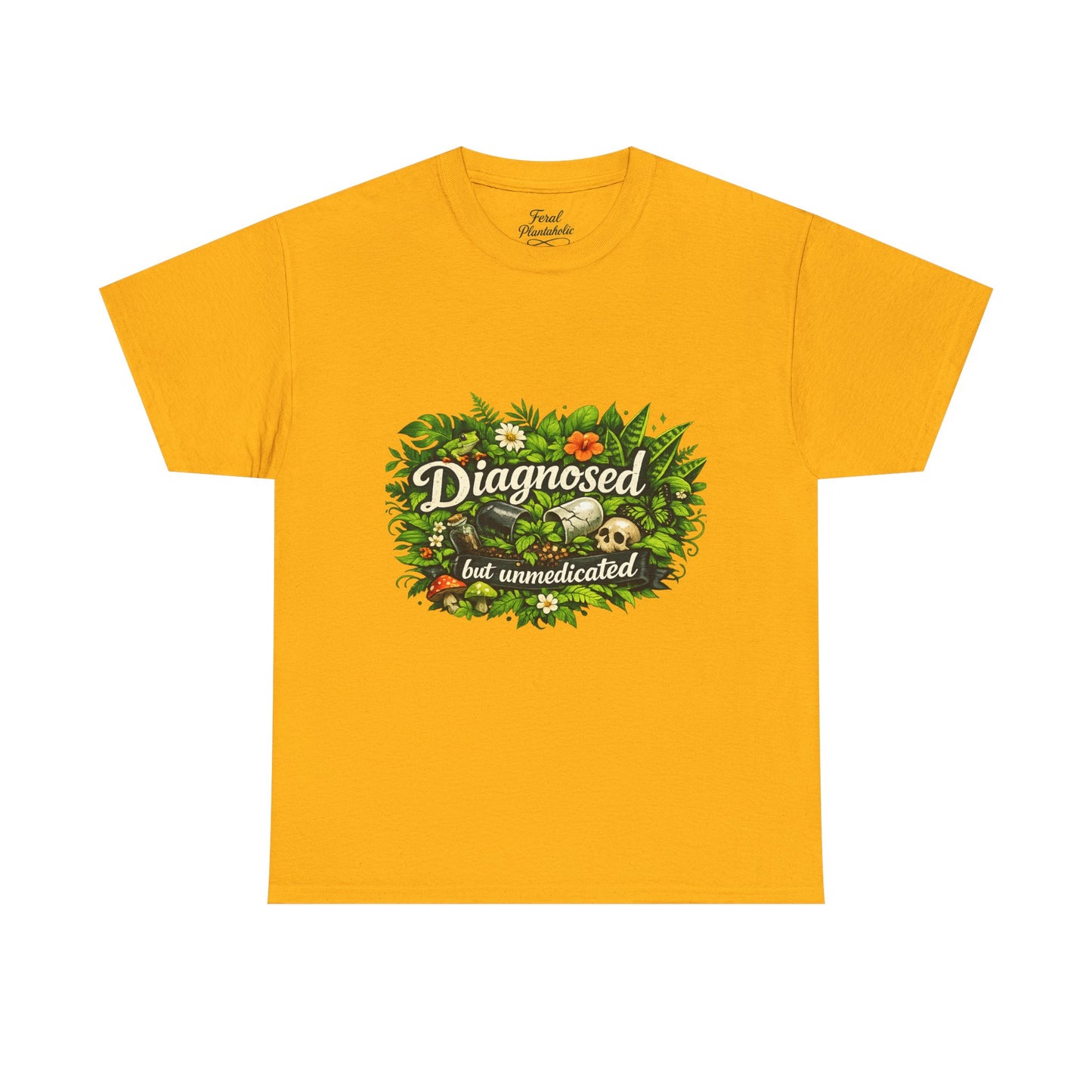 T-Shirt — "Diagnosed but Unmedicated" Floral Mental Health Awareness Tee