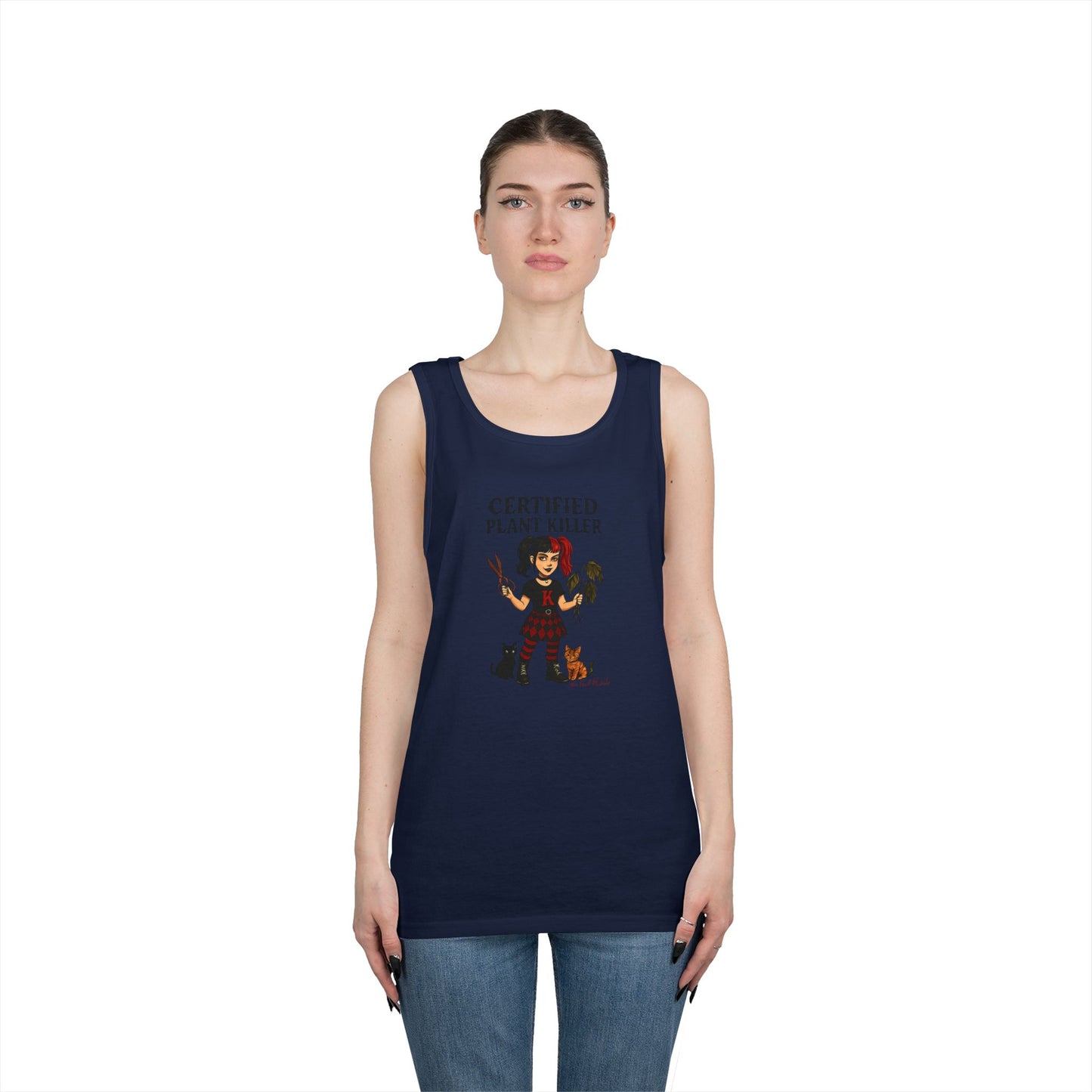 Certified Plant Killer Unisex Heavy Cotton Tank Top, Plant Lover Gift, Gardening Humor Apparel, Casual Summer Wear, Funny Gift for Friends