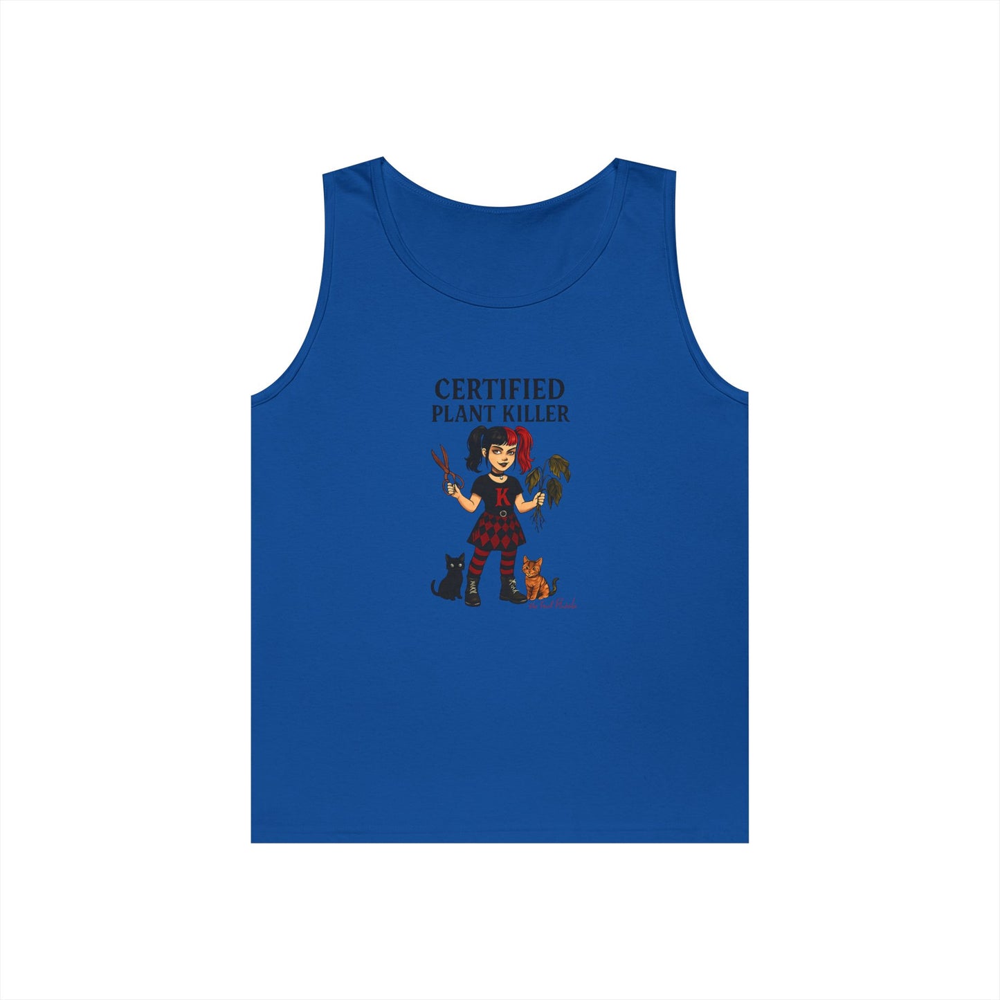 Certified Plant Killer Unisex Heavy Cotton Tank Top, Plant Lover Gift, Gardening Humor Apparel, Casual Summer Wear, Funny Gift for Friends