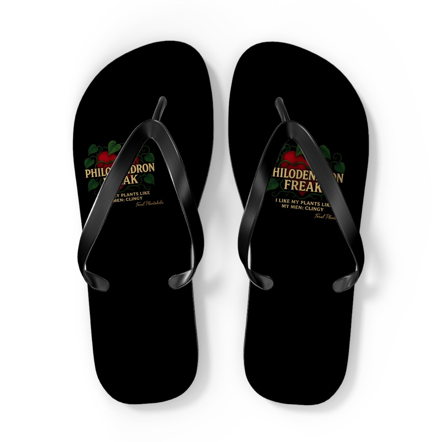 Philodendron Themed Flip Flops - Fun Summer Footwear, Beach Essentials, Gift for Fruit Lovers, Casual Sandals, Summer Vibes