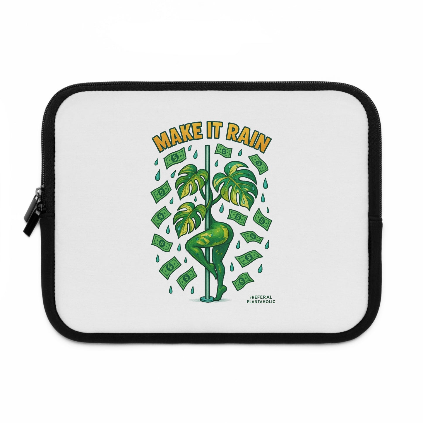 Playful Laptop Sleeve with 'Make It Rain' Design, Ideal for Creatives, Students, or Business Use, Gift for Graduations, Birthdays, Holidays