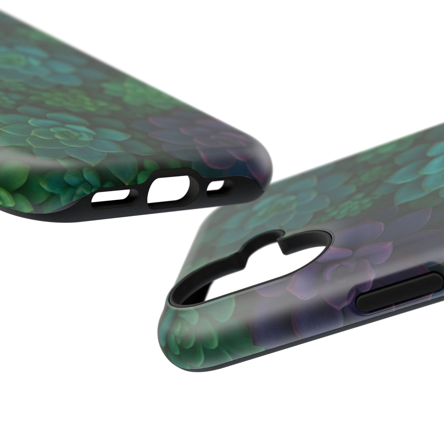 Succulent Pattern Impact-Resistant Phone Case — Green Teal Floral Protection