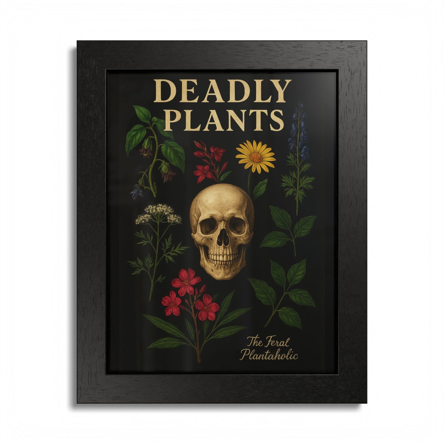 Deadly Plants Botanical Skull Framed Poster — Vintage Poisonous Plant Art