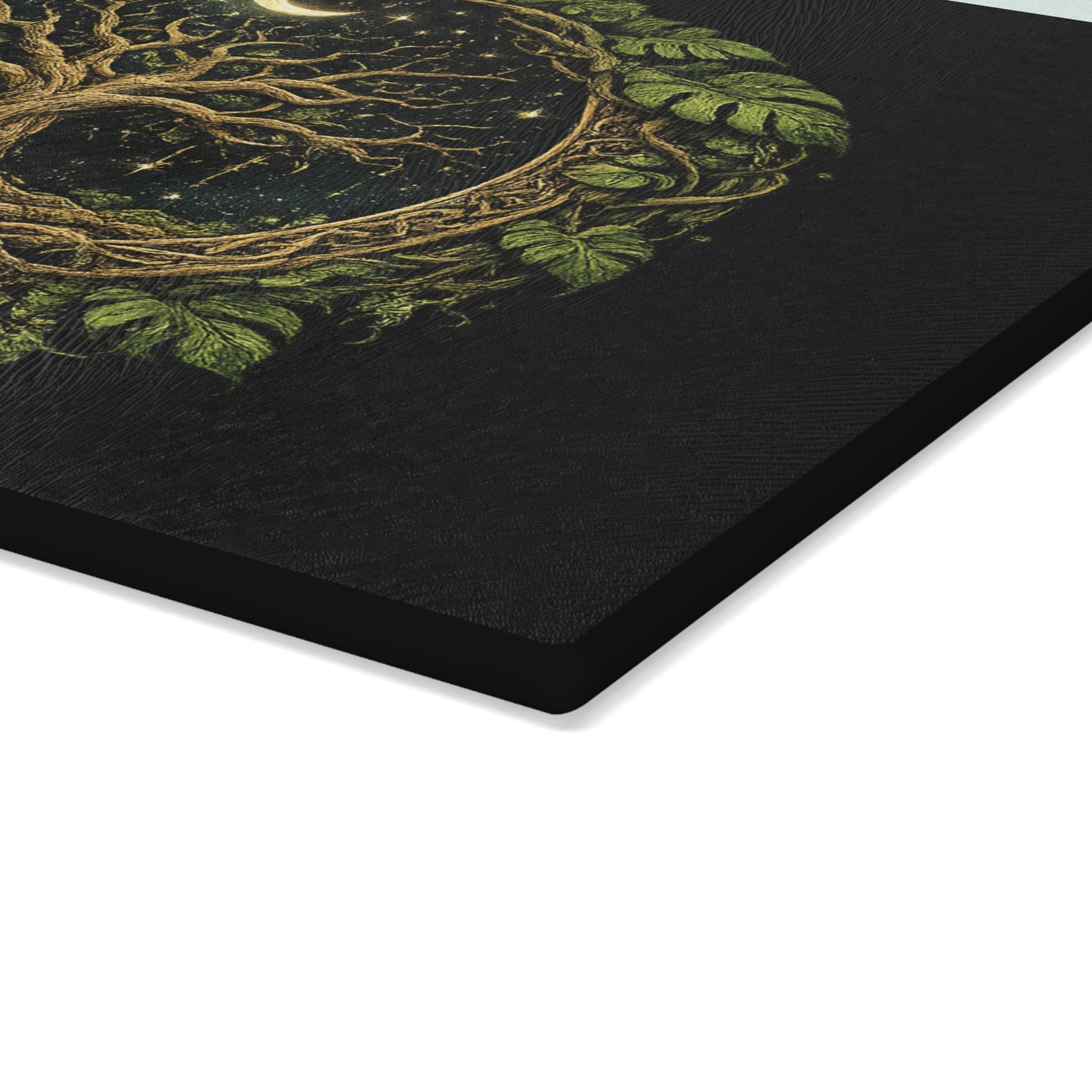 Glass Cutting Board — Celtic Tree of Life Moon Design