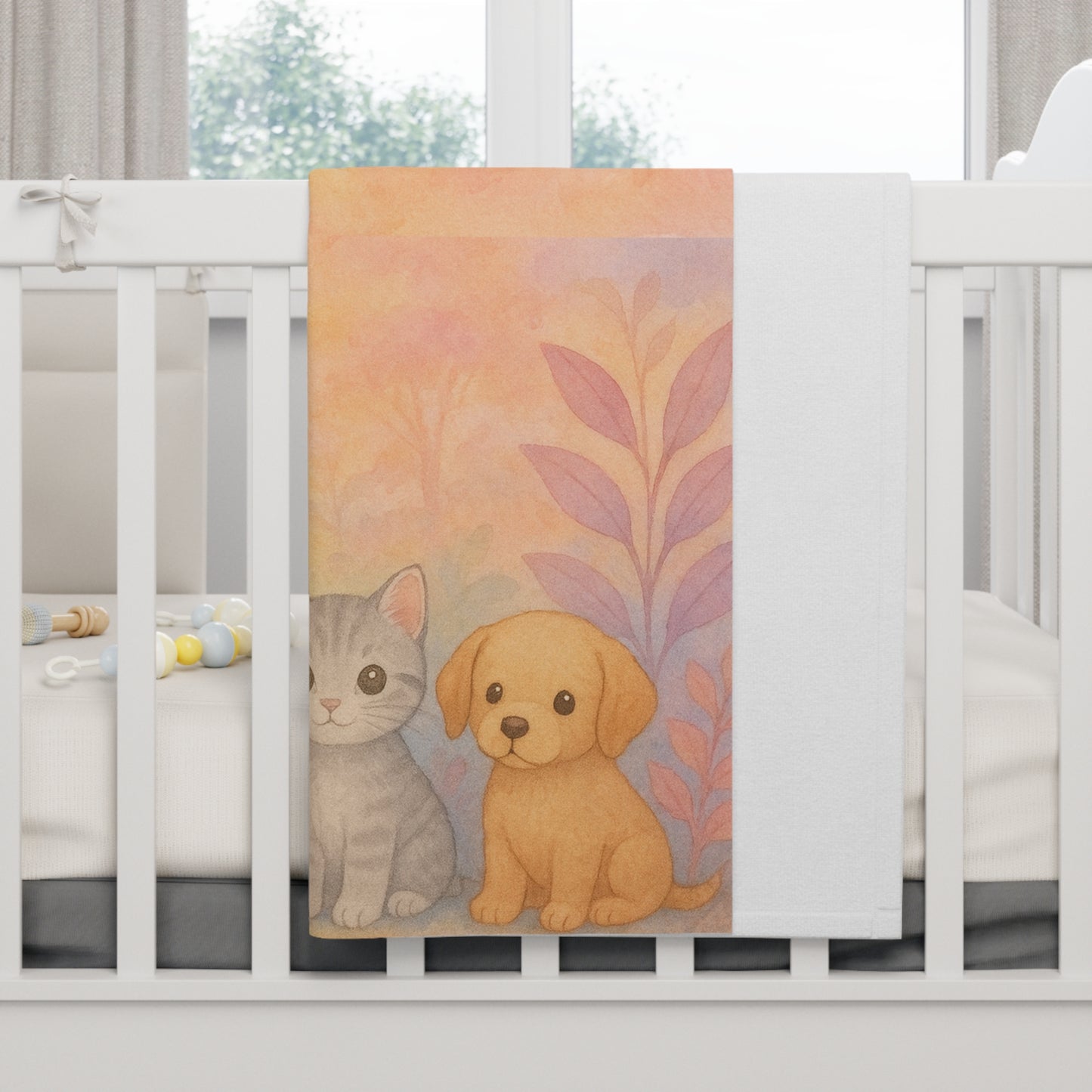 Baby Blanket — Pastel Puppy & Kitten Soft Fleece Blanket (Gender Neutral)
