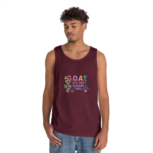 GOAT Tank Top - Unisex Heavy Cotton, Fun Graphic, Perfect for Summer, Casual Wear, Gift for Plant Lovers, St. Patrick's Day, Housewarming