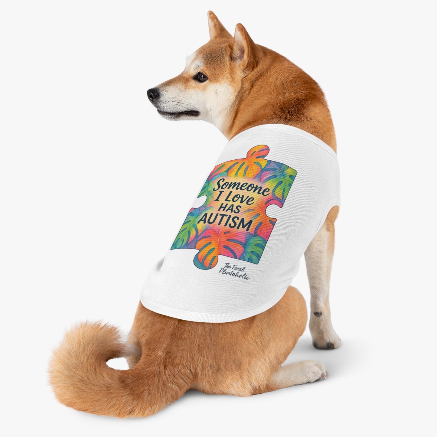 Pet Tank Top — "Someone I Love Has Autism" Puzzle Piece Awareness Dog Shirt