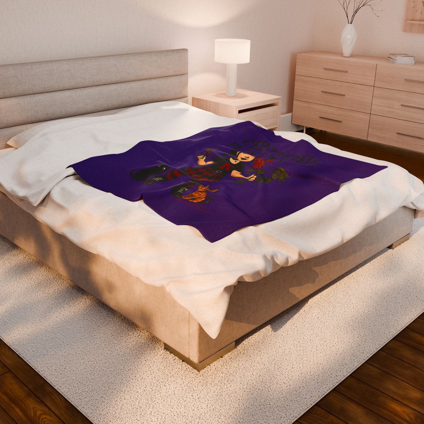 Gothic Plant Killer Blanket | Cozy Velveteen Throw for Cat Lovers, Halloween, Gift for Her, Unique Home Décor, Fun Blanket