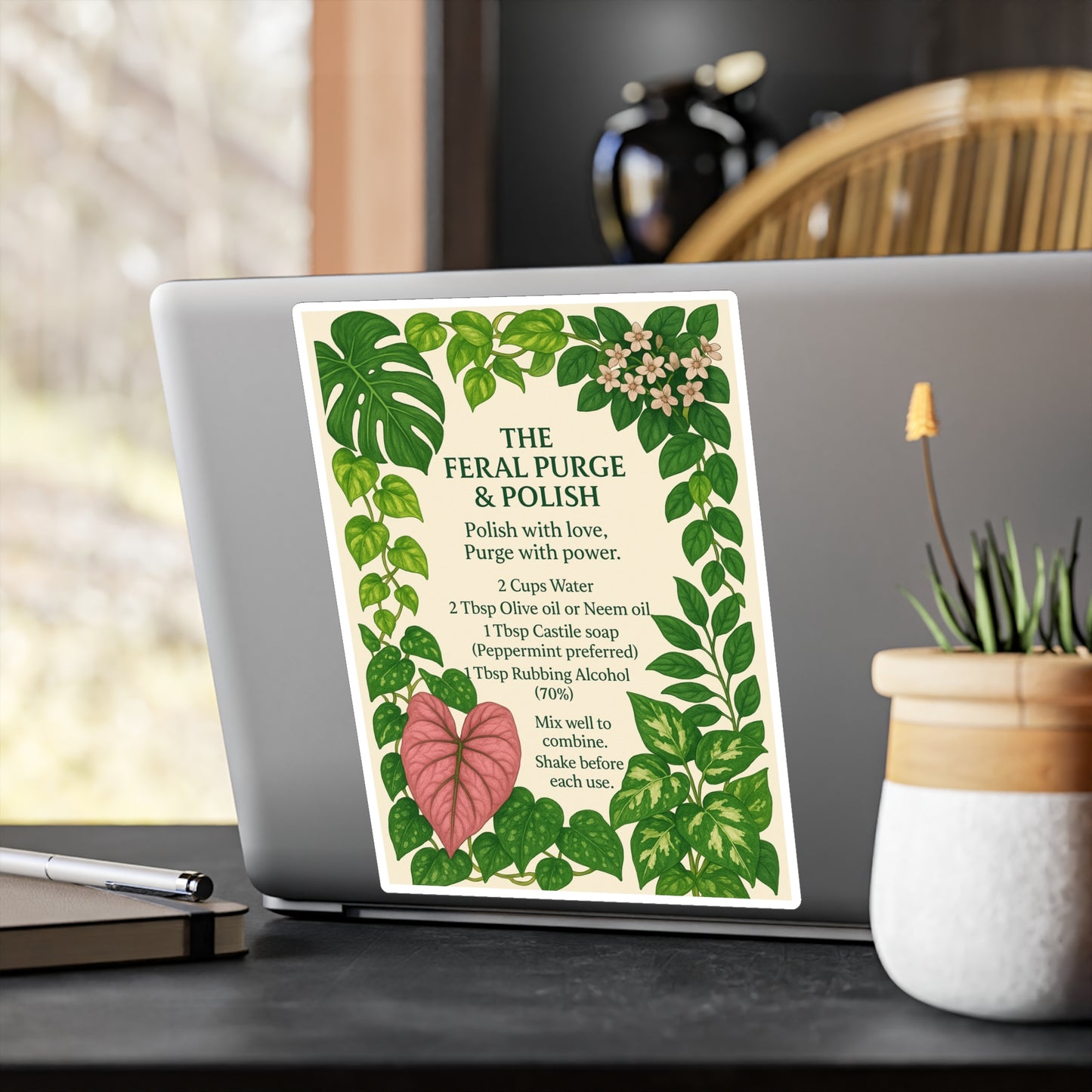Plant Care Sticker — "The Feral Purge & Polish" Kiss-Cut Vinyl Decal