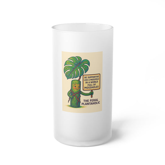 Humorous Frosted Glass Beer Mug, Plant Lover Gift, Unique Barware, Feral Plantaholic Design, Fun Home Bar Accessory