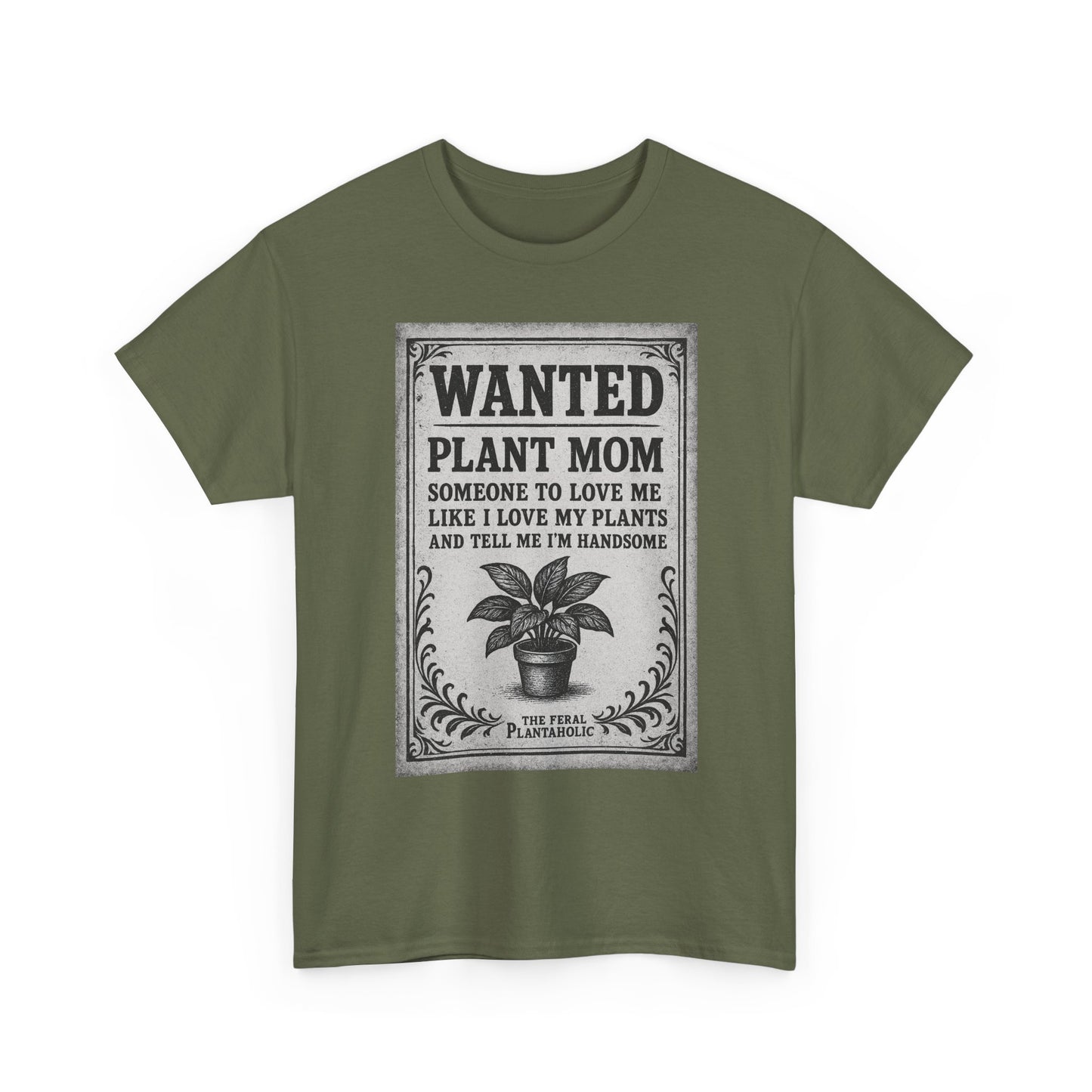 Wanted Plant Mom Unisex Heavy Cotton Tee, Plant Lover Gift, Gardening Shirt, Botanical Humor Tee, Houseplant Mom Apparel