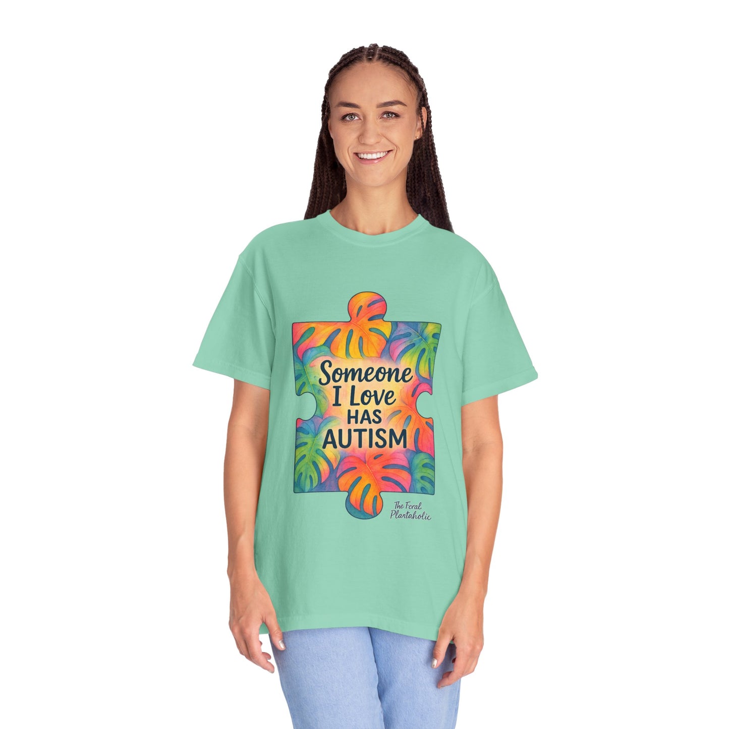 Autism Awareness T-Shirt — "Someone I Love Has Autism" Colorful Puzzle Design