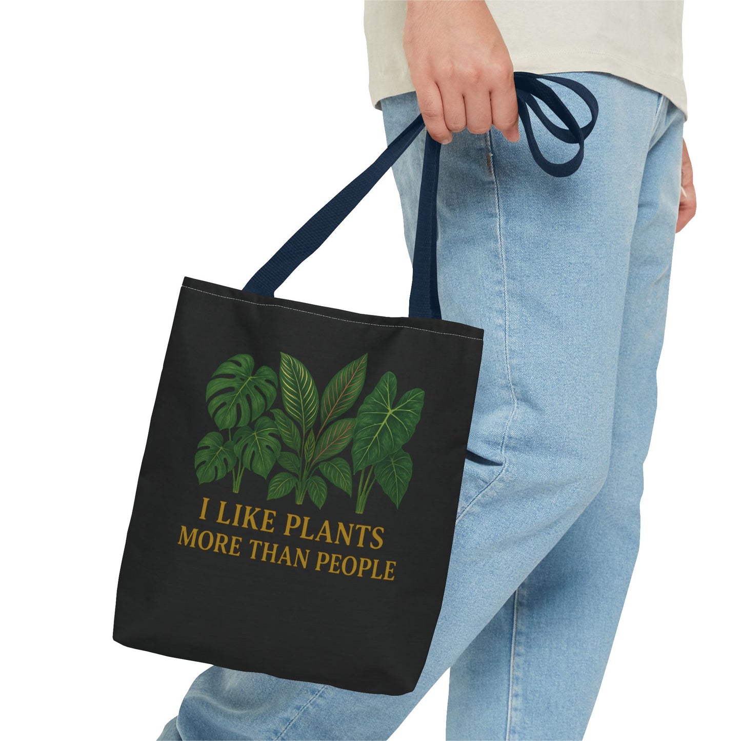Plant Lover Tote Bag — “I Like Plants More Than People” Botanical Canvas Tote