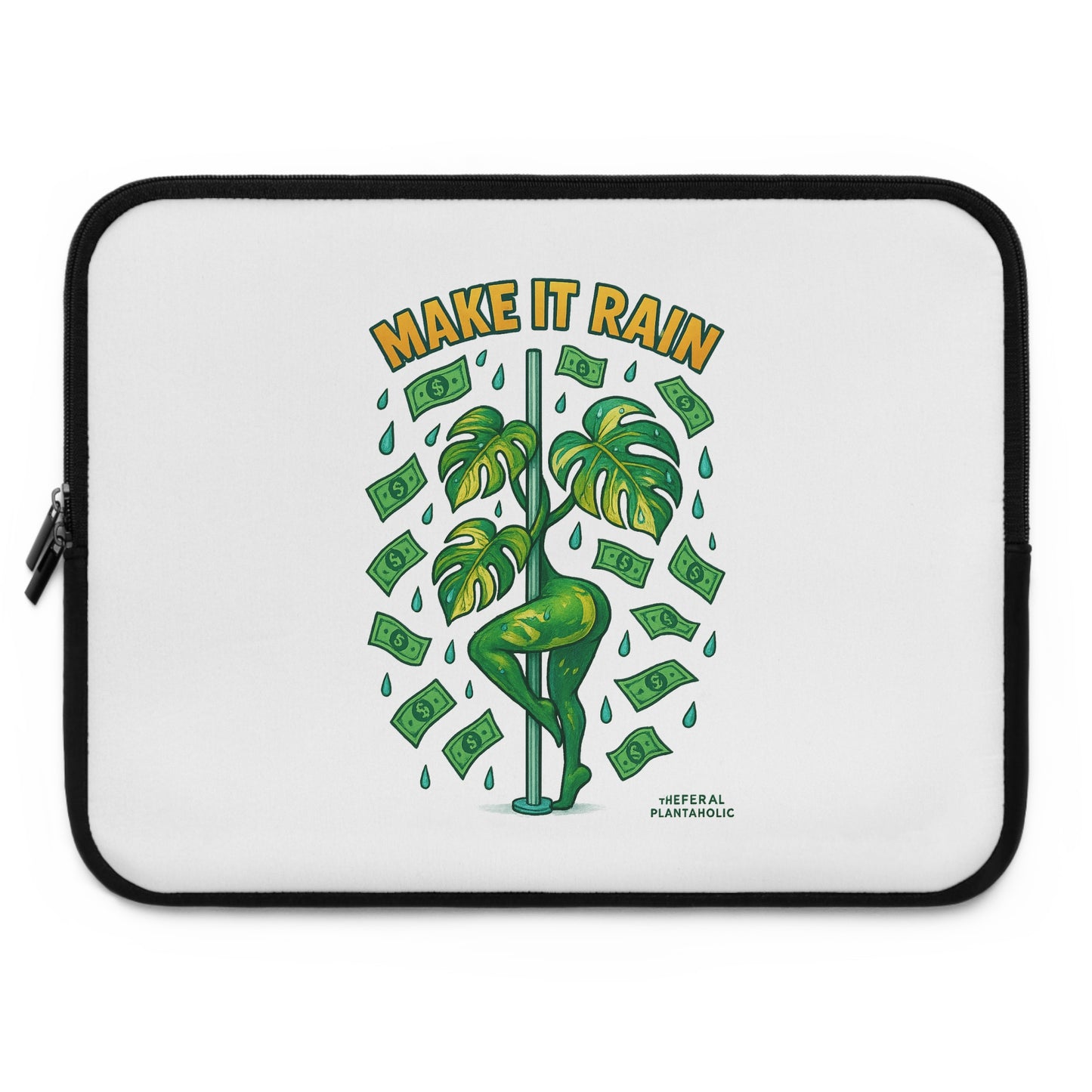 Playful Laptop Sleeve with 'Make It Rain' Design, Ideal for Creatives, Students, or Business Use, Gift for Graduations, Birthdays, Holidays