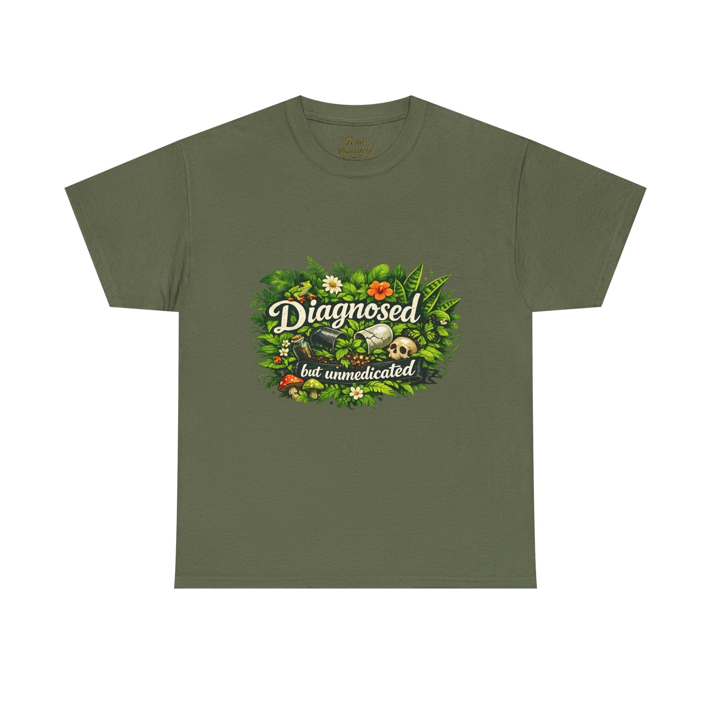 T-Shirt — "Diagnosed but Unmedicated" Floral Mental Health Awareness Tee