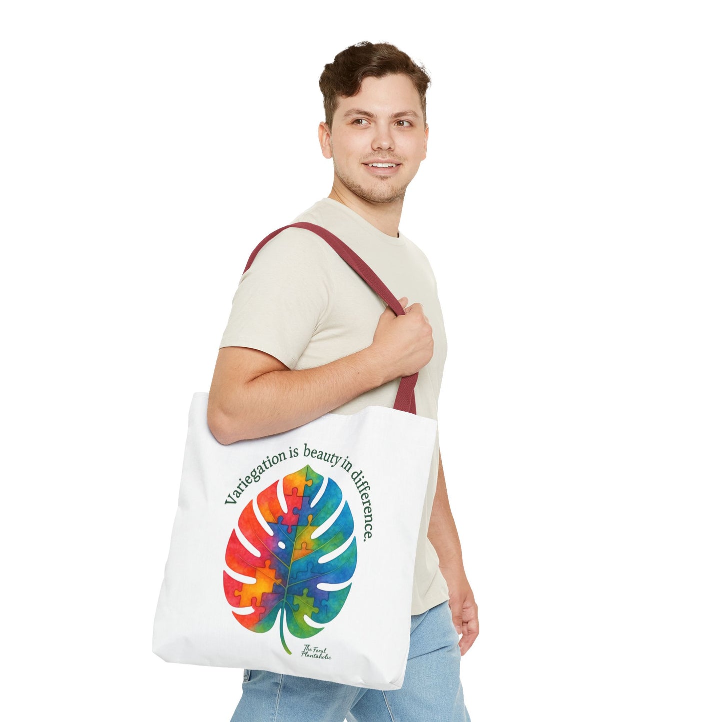 Colorful Monstera Leaf Tote Bag, Eco-Friendly Shopping Bag, Puzzle Aesthetic Purse, Nature Lover Gift, Art Tote for Every Occasion