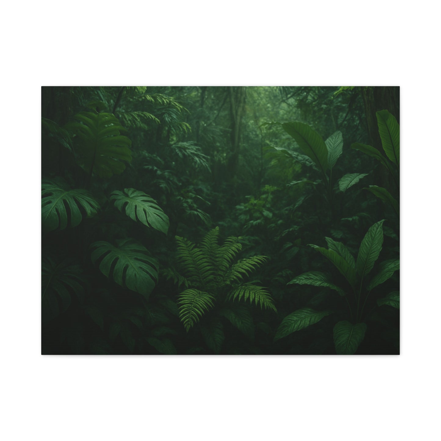 Jungle Matte Canvas Wall Art — Lush Green Tropical Forest Print (Stretched 1.25")