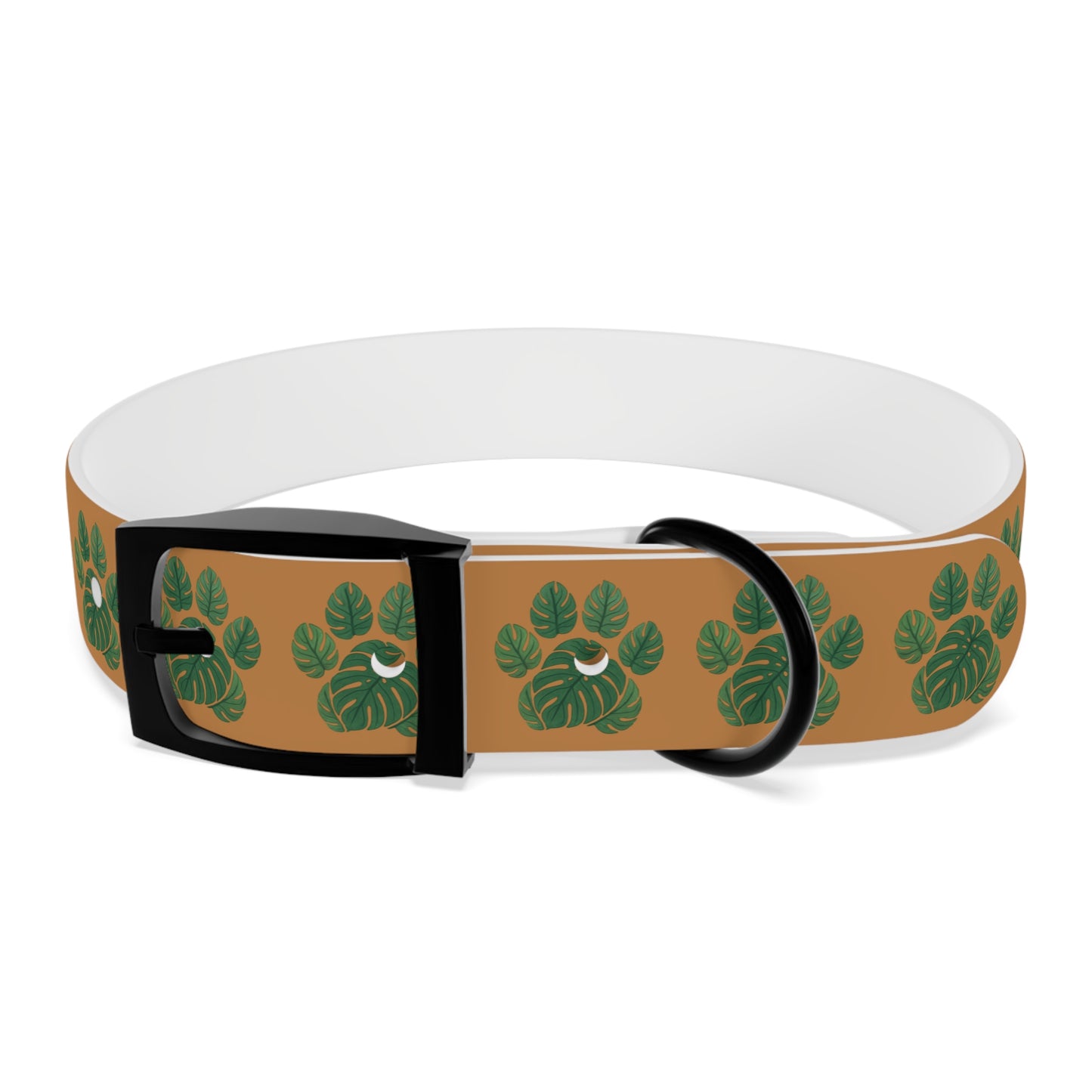 Monstera Leaf Dog Collar — Tropical Green Plant Pattern Pet Collar
