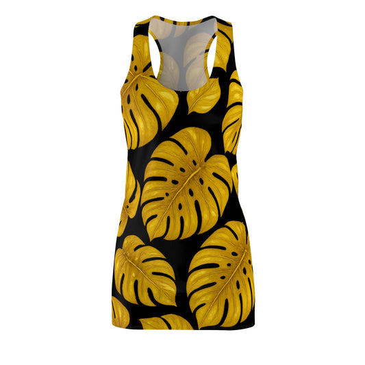 Tropical Leaf Racerback Dress - Summer Vibes, Vacation Wear, Casual Dress, Beach Party, Unique Gift