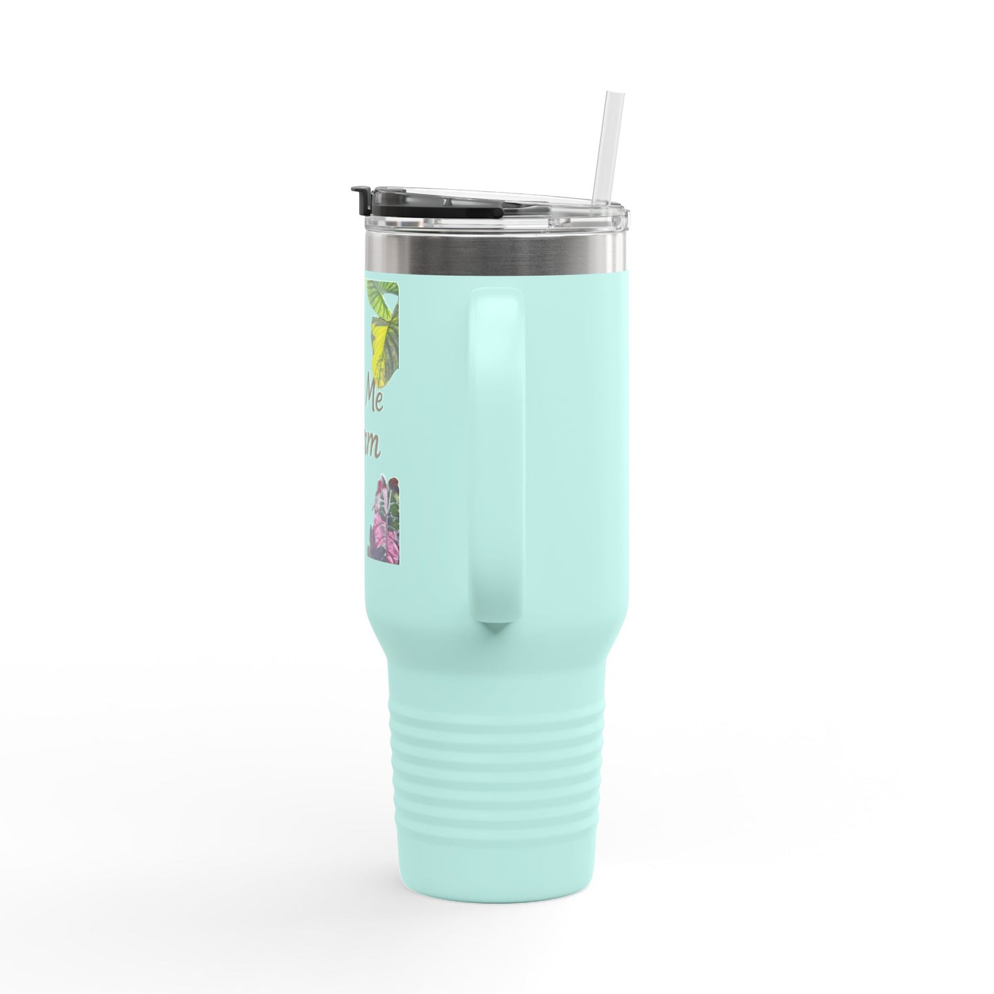 40oz Insulated Travel Mug — "Make Me Calm" Botanical Design