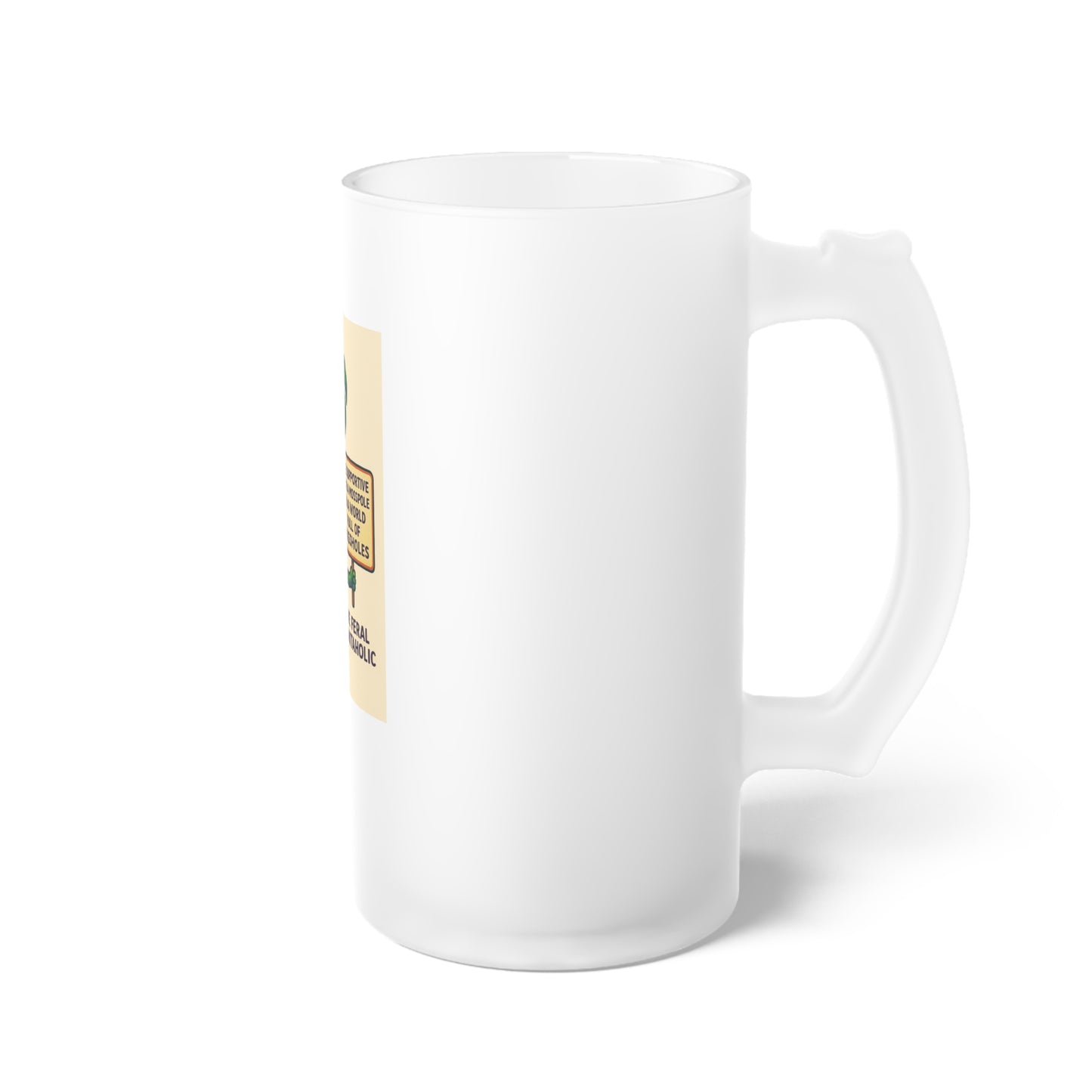 Humorous Frosted Glass Beer Mug, Plant Lover Gift, Unique Barware, Feral Plantaholic Design, Fun Home Bar Accessory