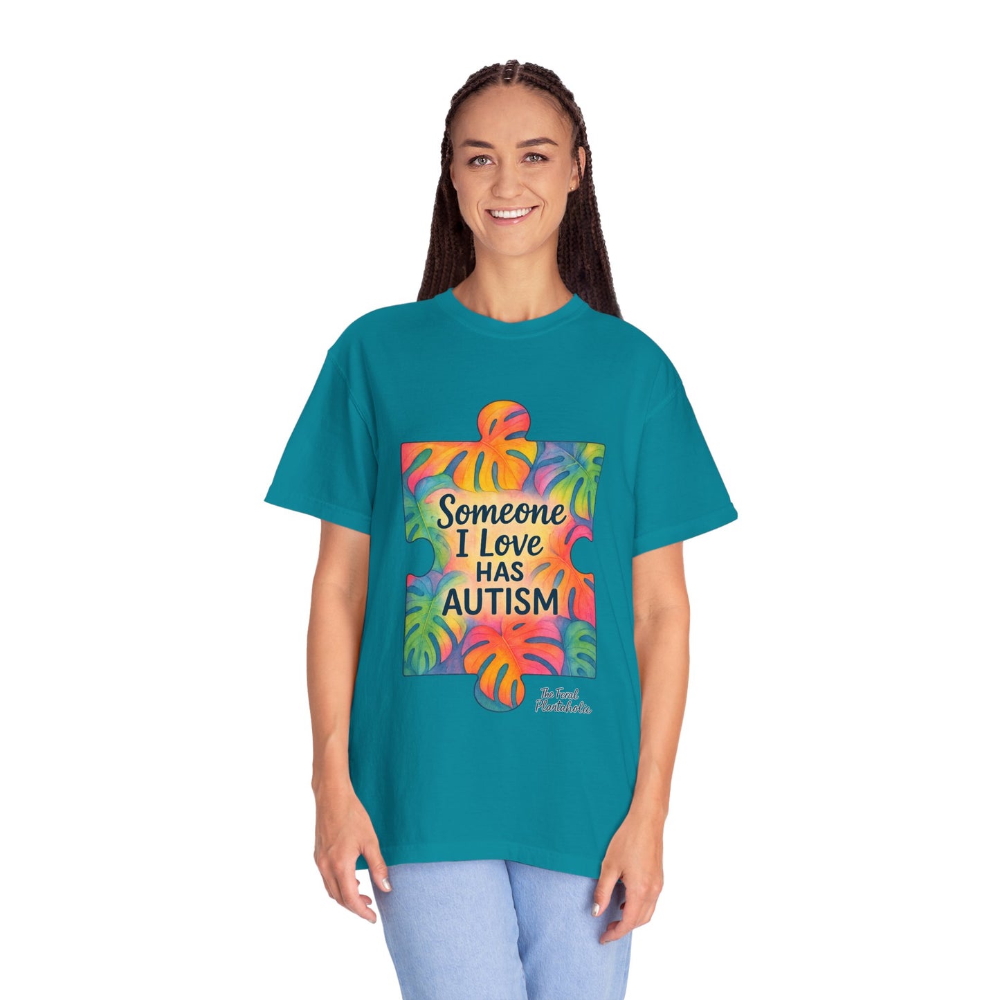 Autism Awareness T-Shirt — "Someone I Love Has Autism" Colorful Puzzle Design
